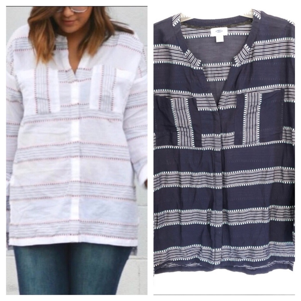 Old Navy Blue Striped Long Sleeve Tunic Top M